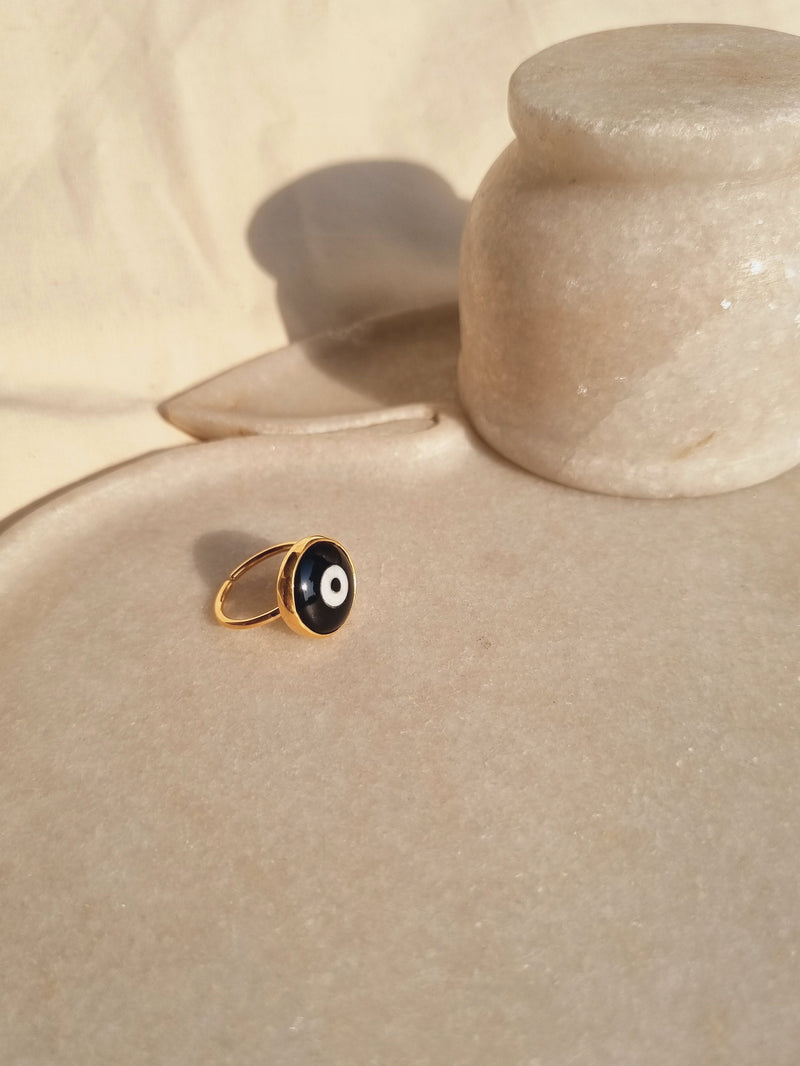 názra - Black Evil Eye Ring