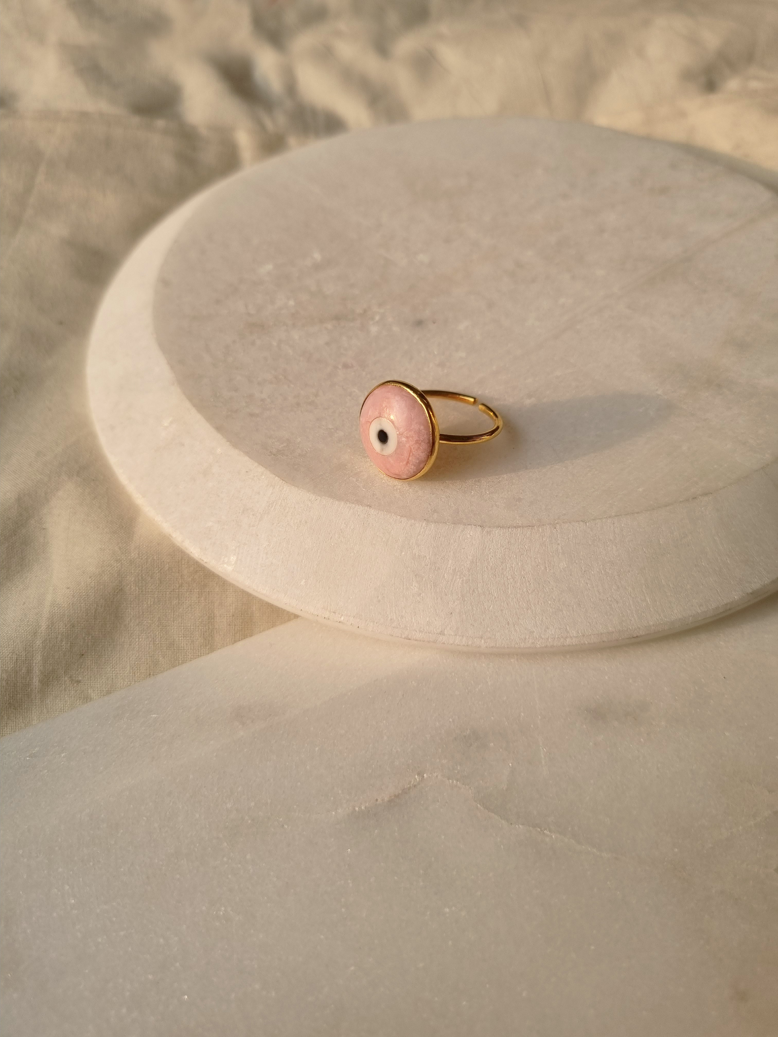 Evil Eye deals Pink 14k solid real gold ring