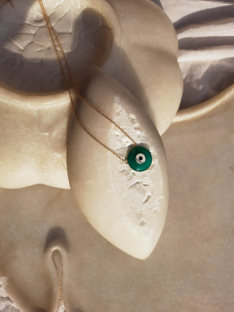abhya - Green Onyx Evil Eye Pendant