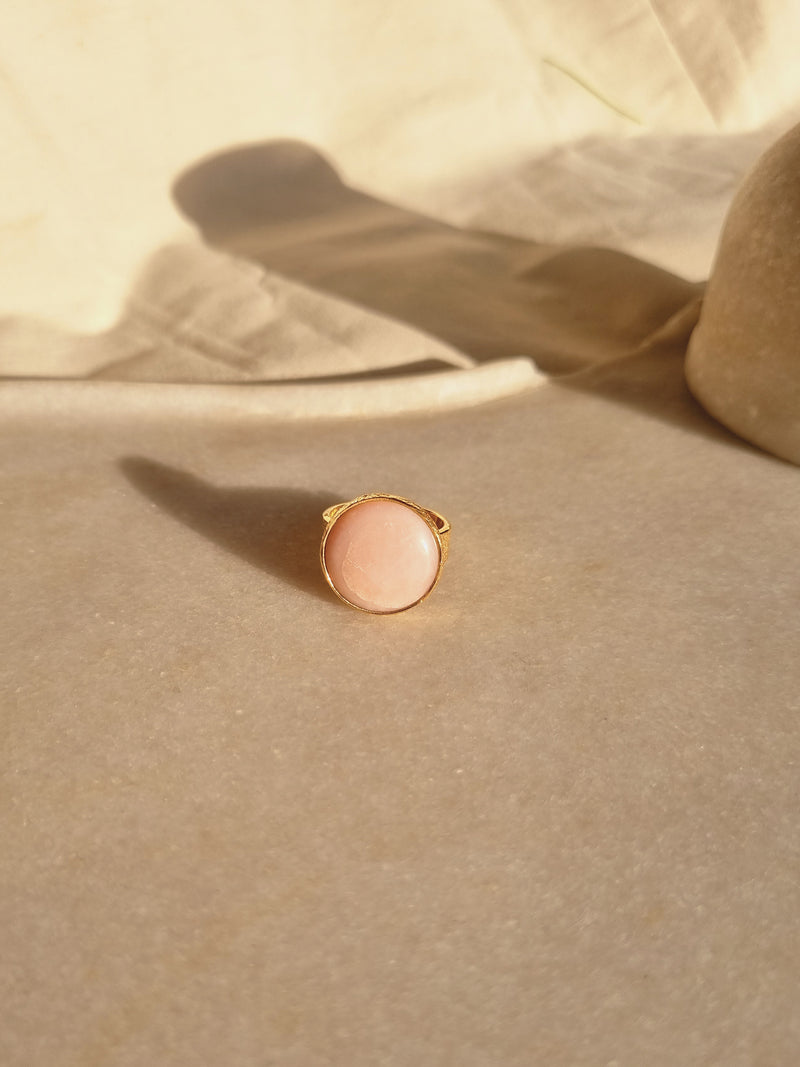 śaani - Pink Opal Saturn Ring