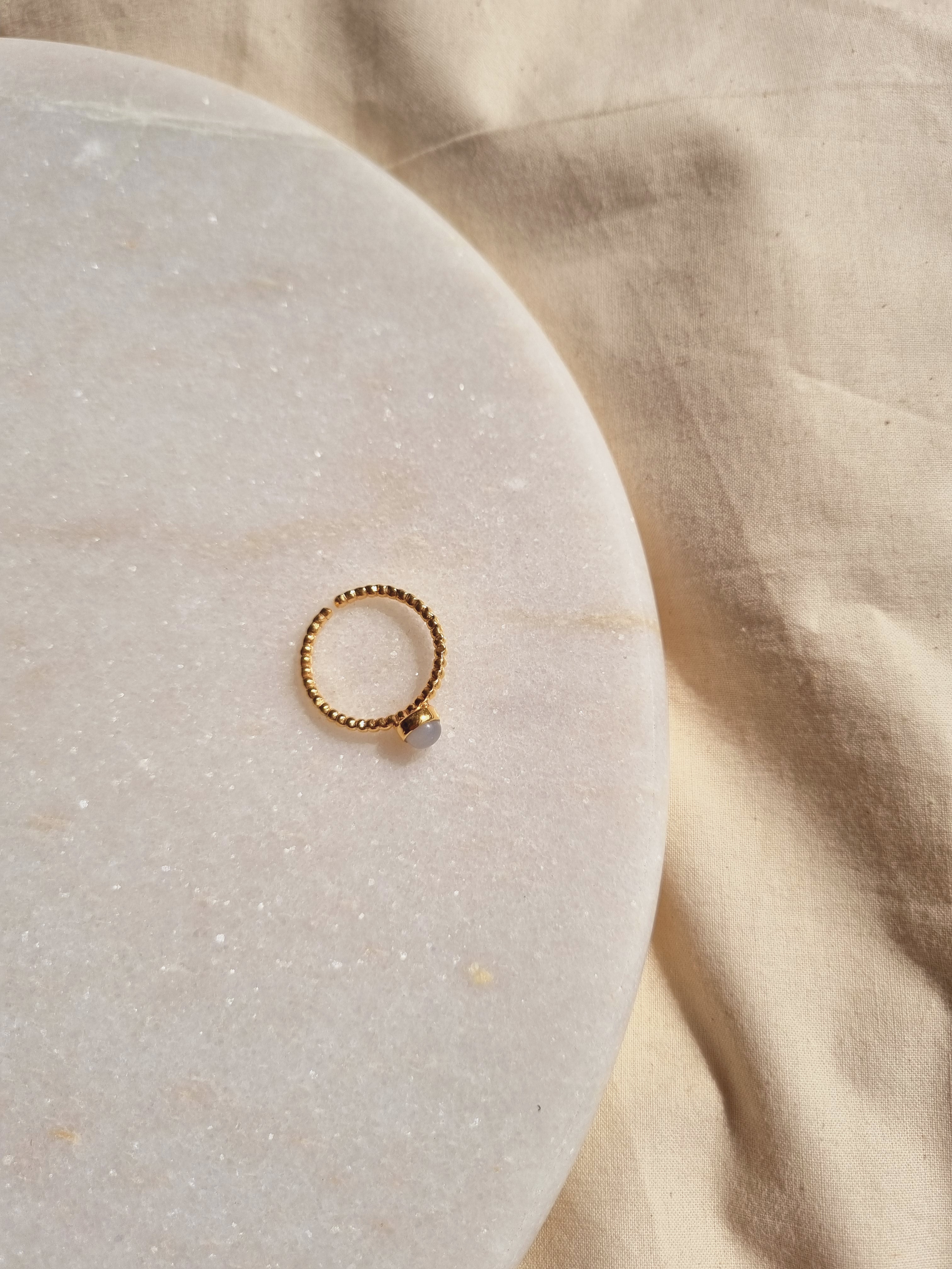 sukra - White Moonstone Venus Ring
