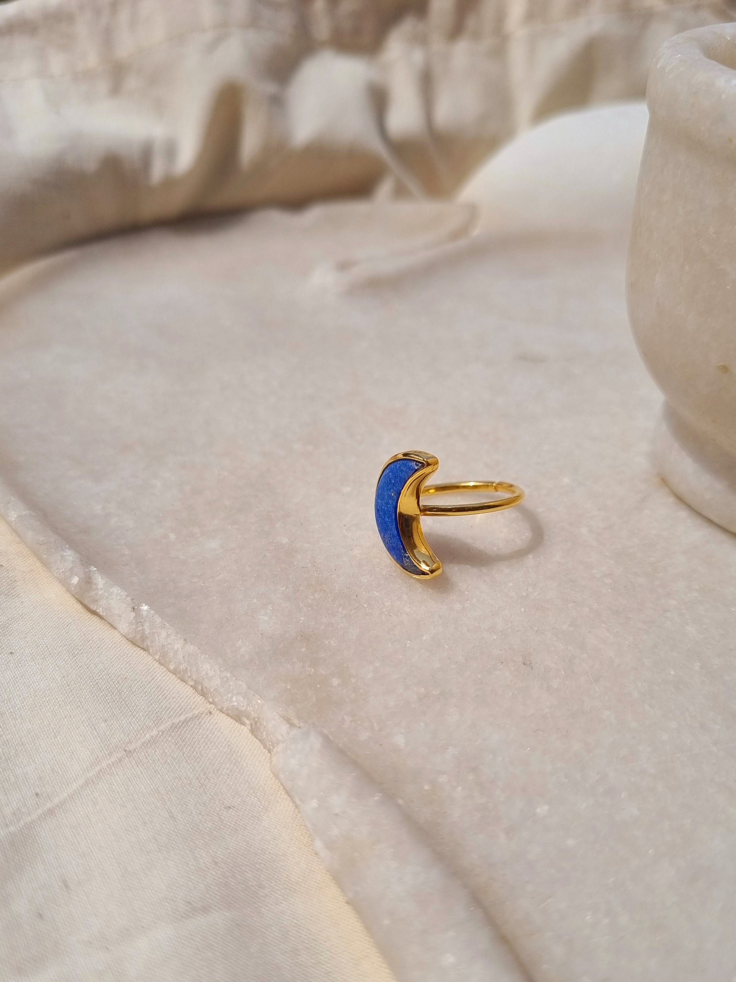 chandra - Lapis Lazuli Luna Ring