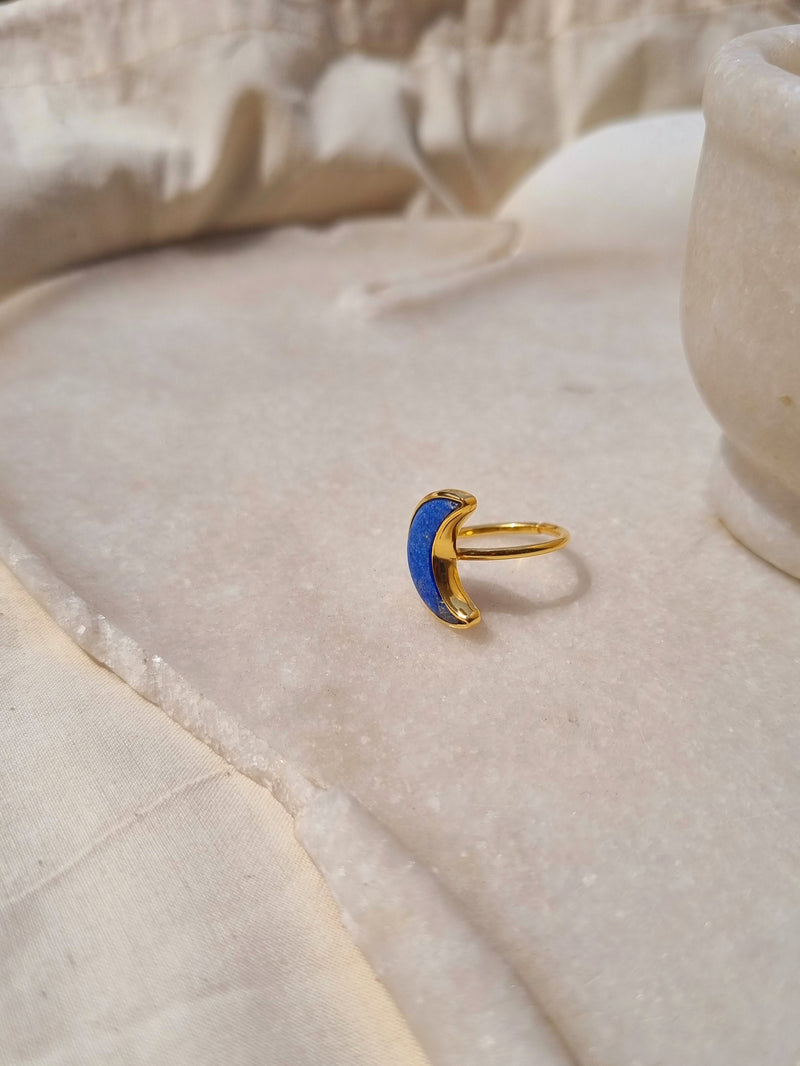 chandra - Lapis Lazuli Luna Ring