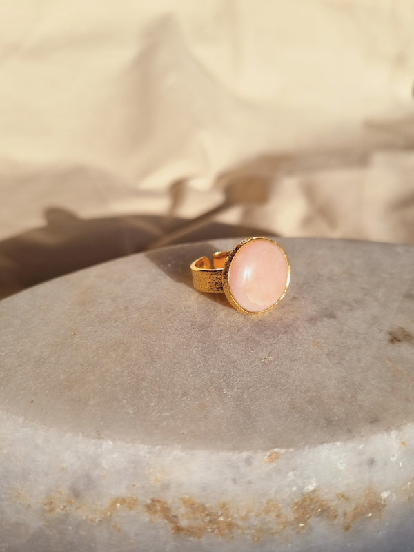 śaani - Pink Opal Saturn Ring