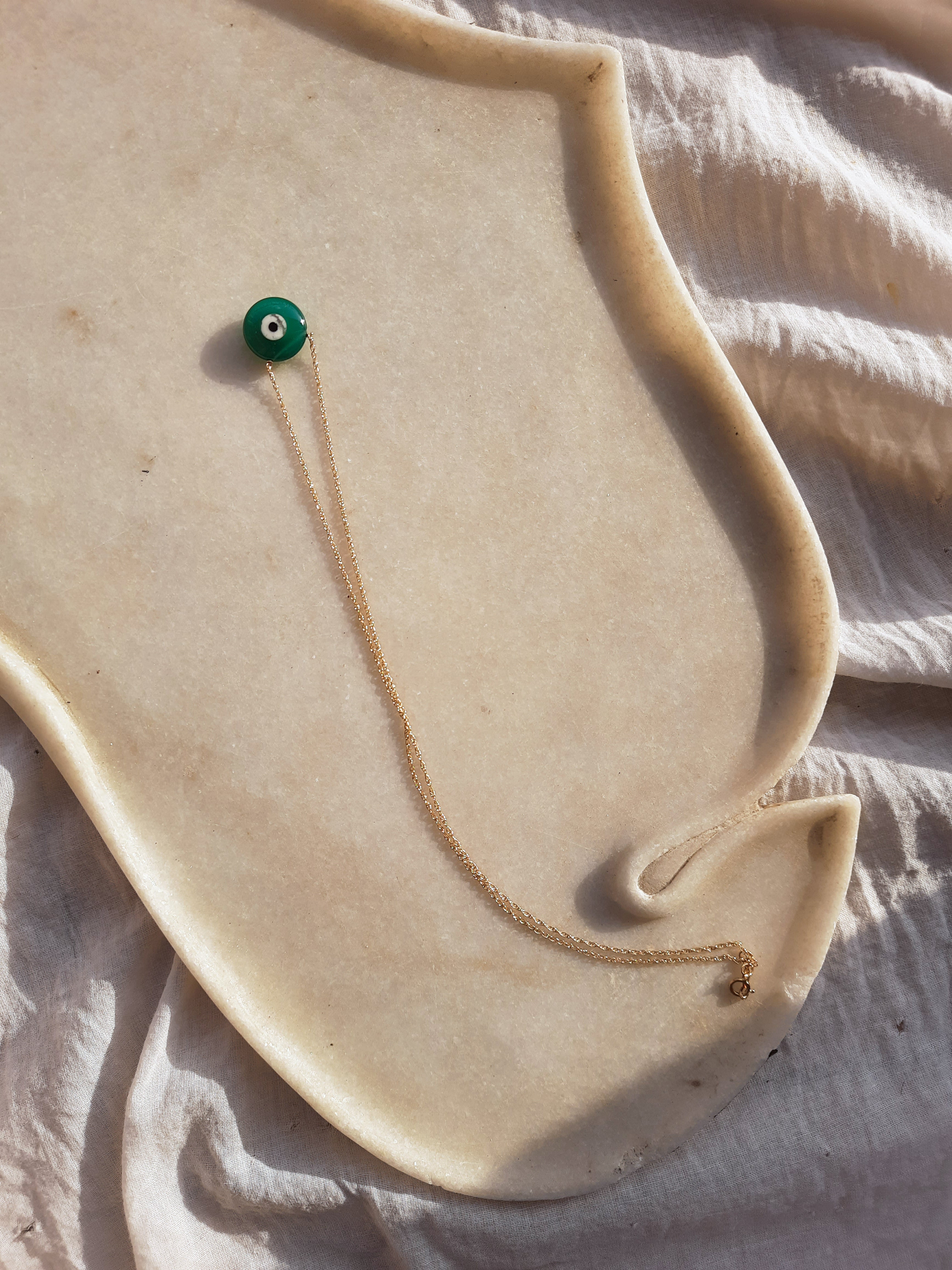 abhya - Green Onyx Evil Eye Pendant