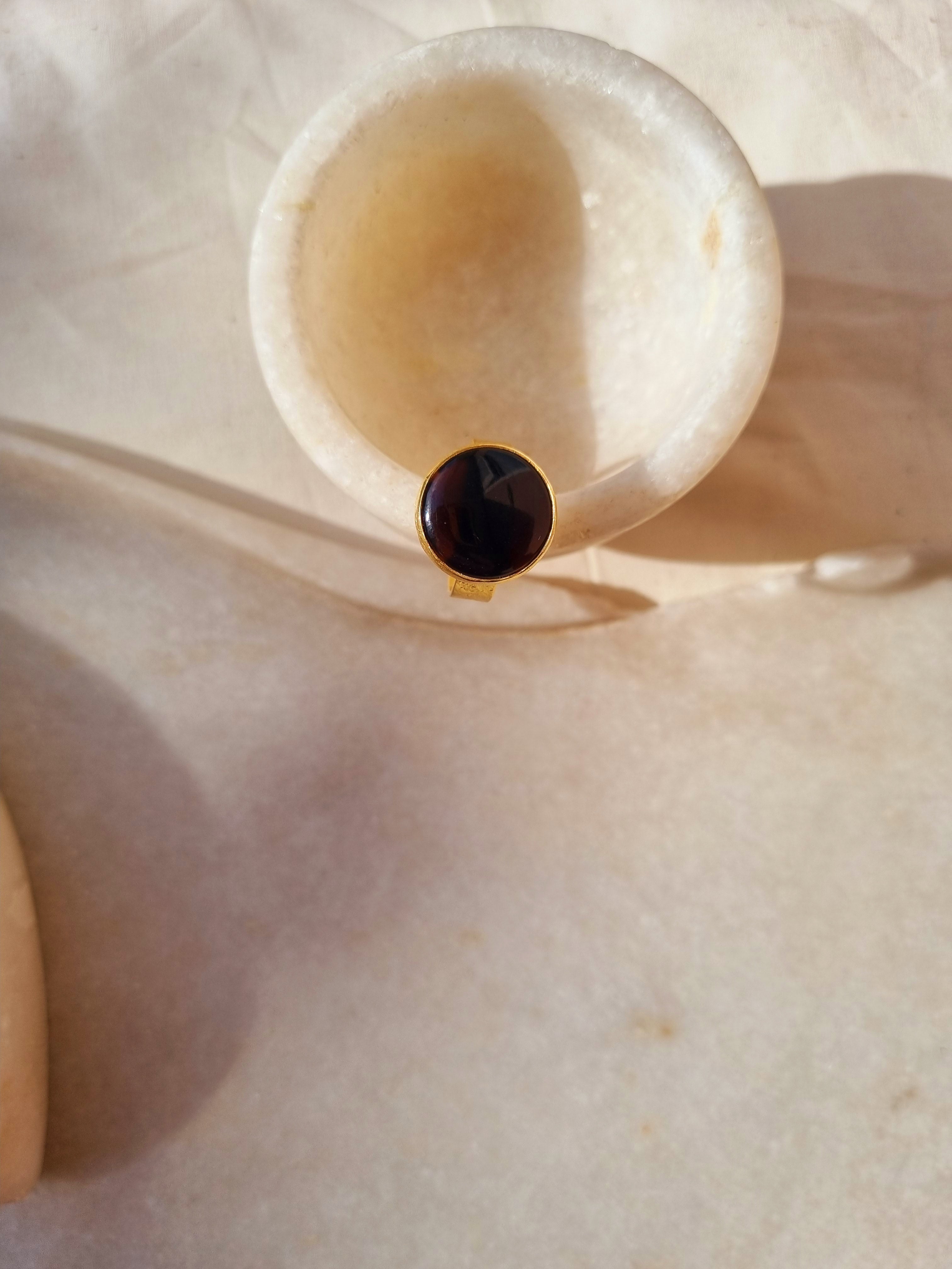 saani - Black Onyx Saturn Ring