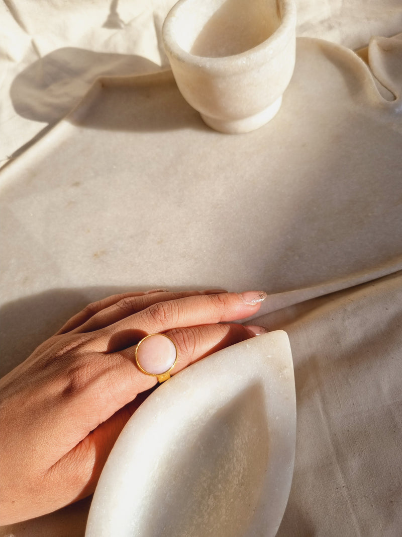 śaani - Pink Opal Saturn Ring