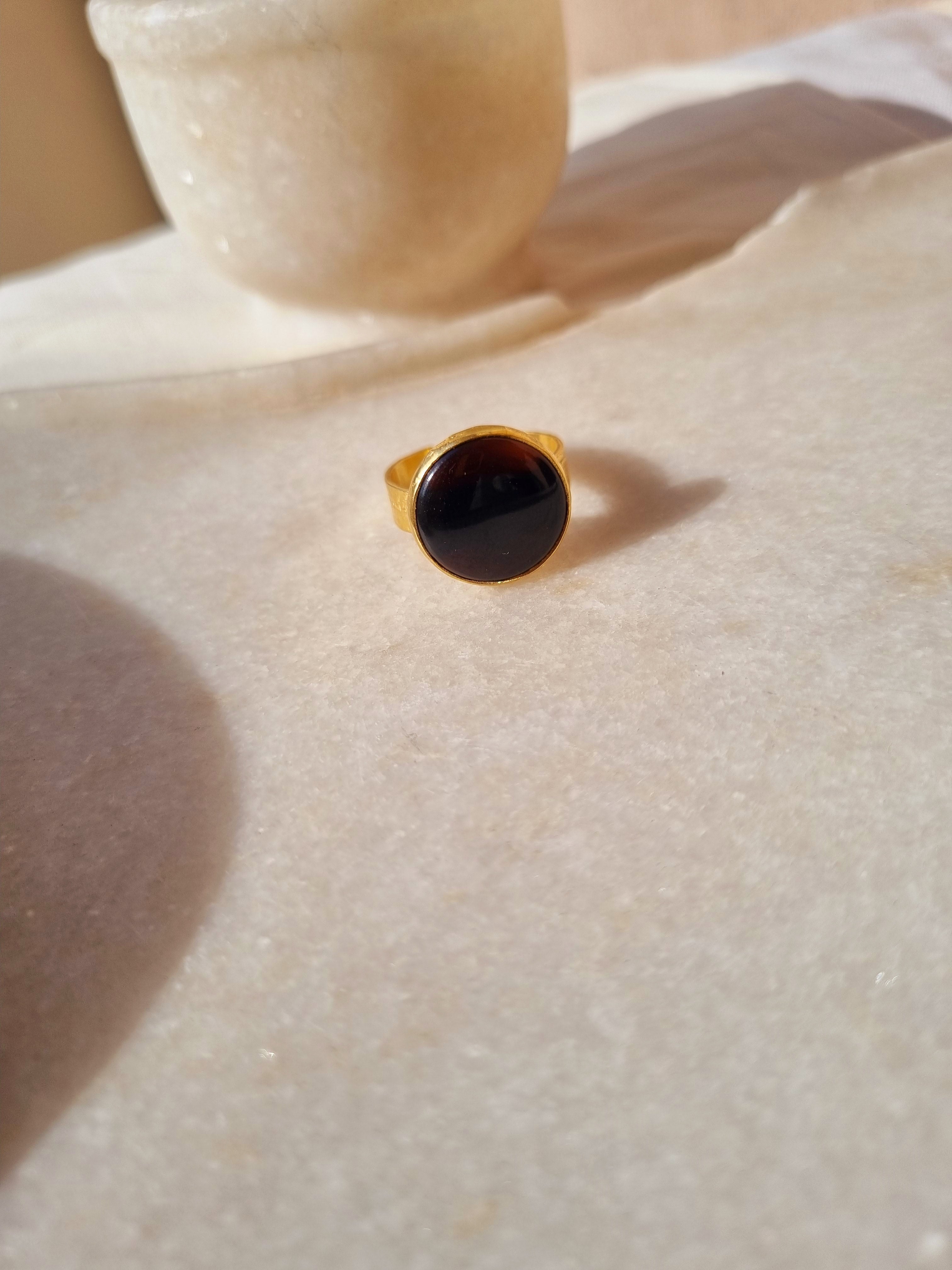 saani - Black Onyx Saturn Ring