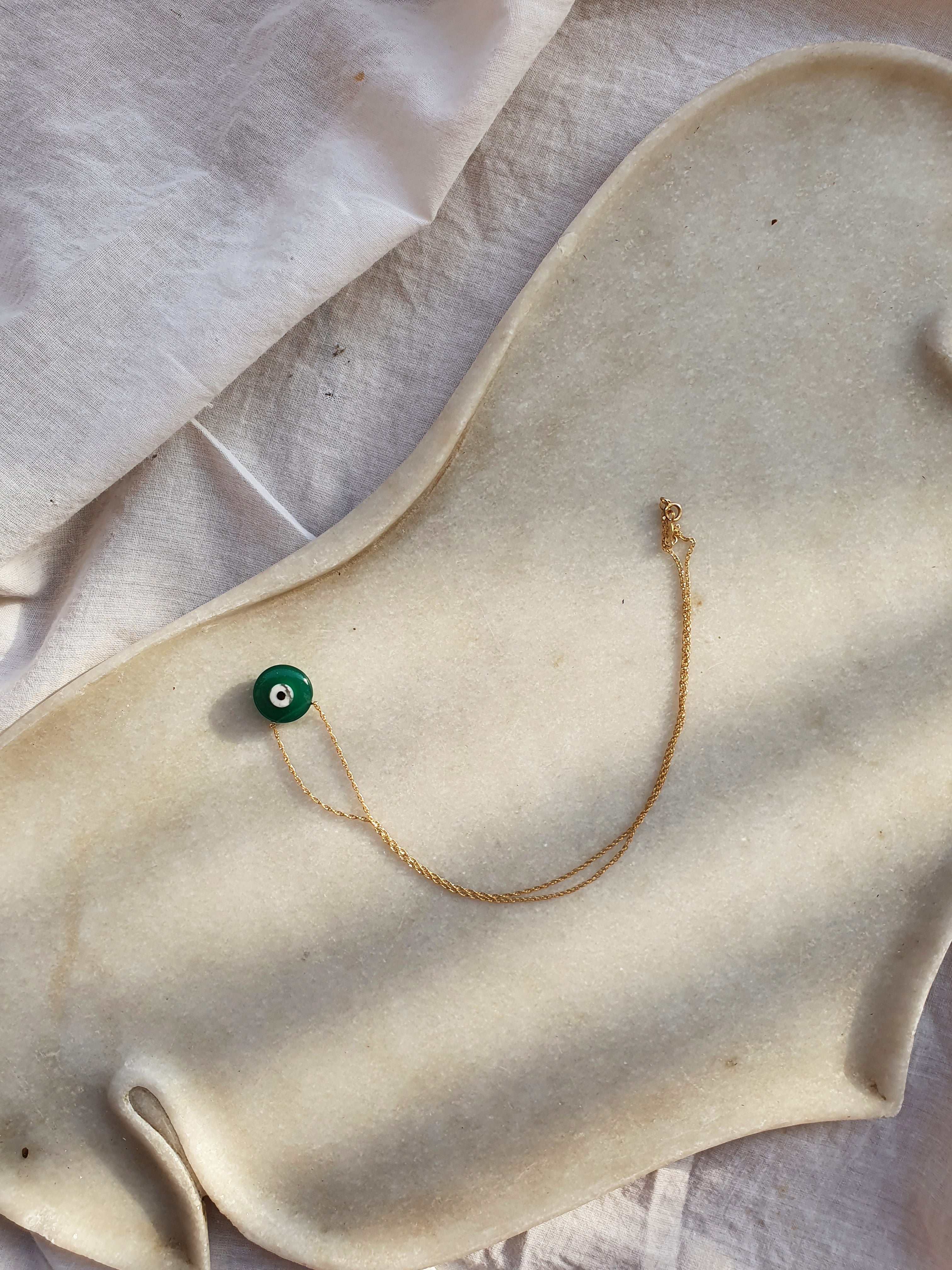 abhya - Green Onyx Evil Eye Pendant